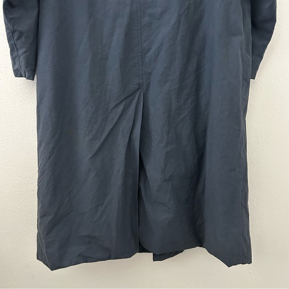 Vintage Trench Coat Navy Blue Plaid Fleece Lined Made in France Womens M? Preppy - Picture 8 of 12